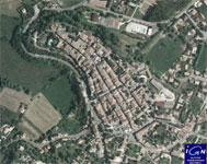 Vue aérienne de la bastide de Castillonnès