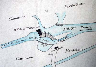 implantation du moulin du Drot